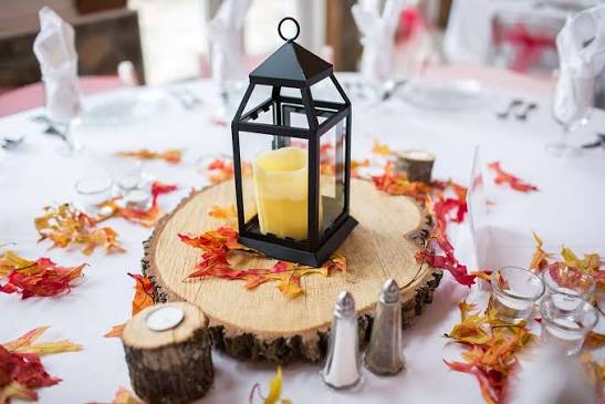 Rustic Wood and Lantern Centerpieces