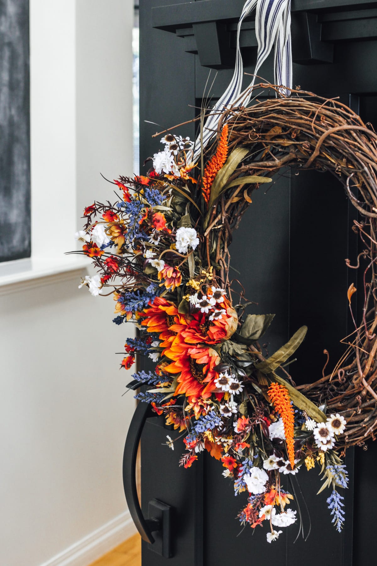 Simple Fall Floral Grapevine Wreath - A Pretty Life In The Suburbs