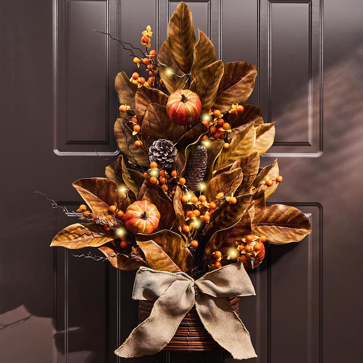 Valery Madelyn Silk Magnolia Leaves Fall Wreath for Liberia | Ubuy