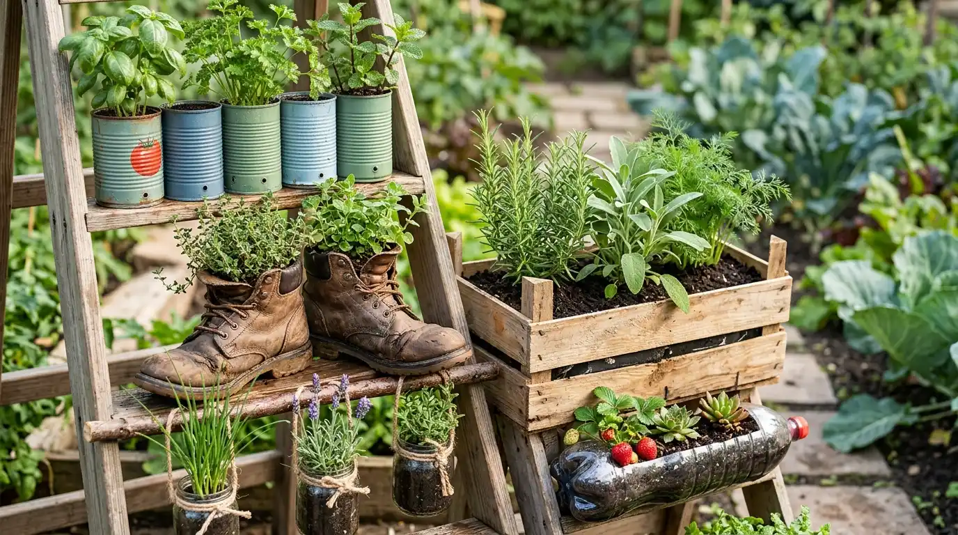 10 DIY Herb Planter Styles Using Up Cycled Materials