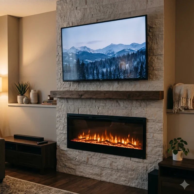 15 Electric Fireplace Ideas With TV Above for Modern Homes