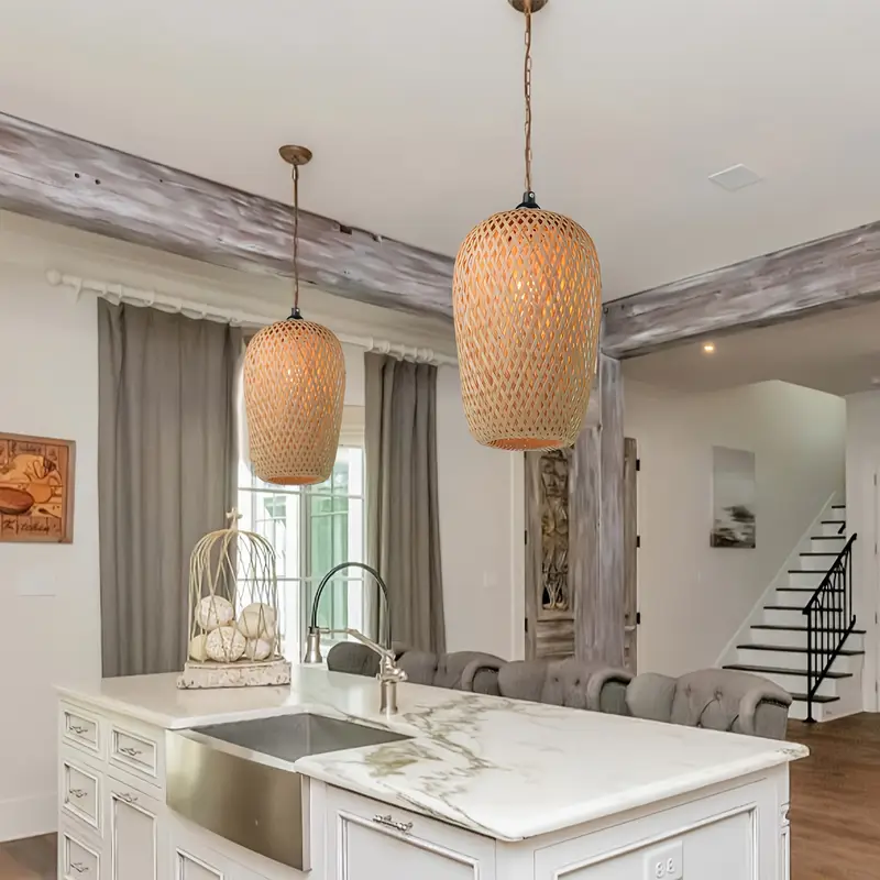 1pc handmade bamboo lampshade farmhouse pendant lamp shade - Temu Bahrain