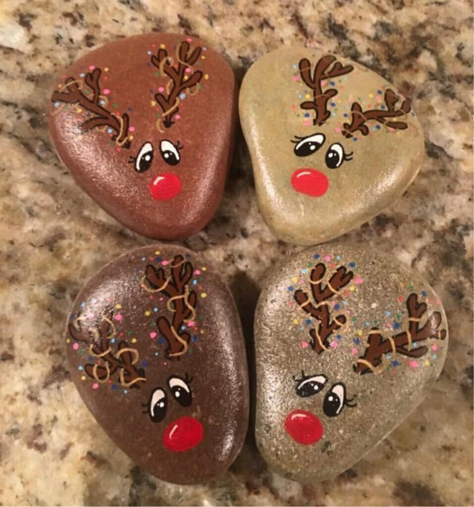 25 Christmas Rock Painting Ideas Story • Color Made Happy