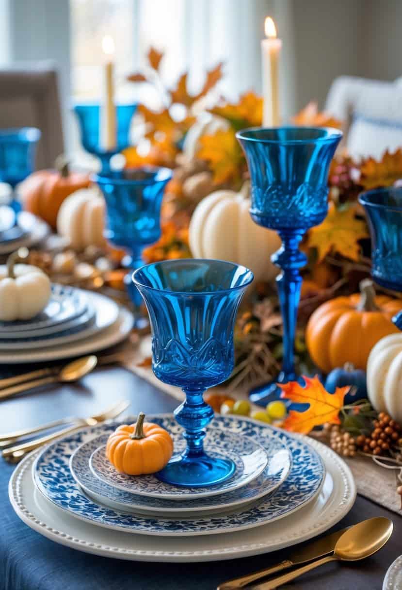 26 Fresh Blue and White Thanksgiving Tablescape Ideas