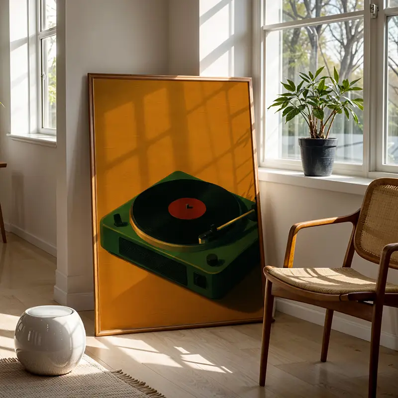 2d flat wall decorations vintage posters green record player - Temu Kuwait