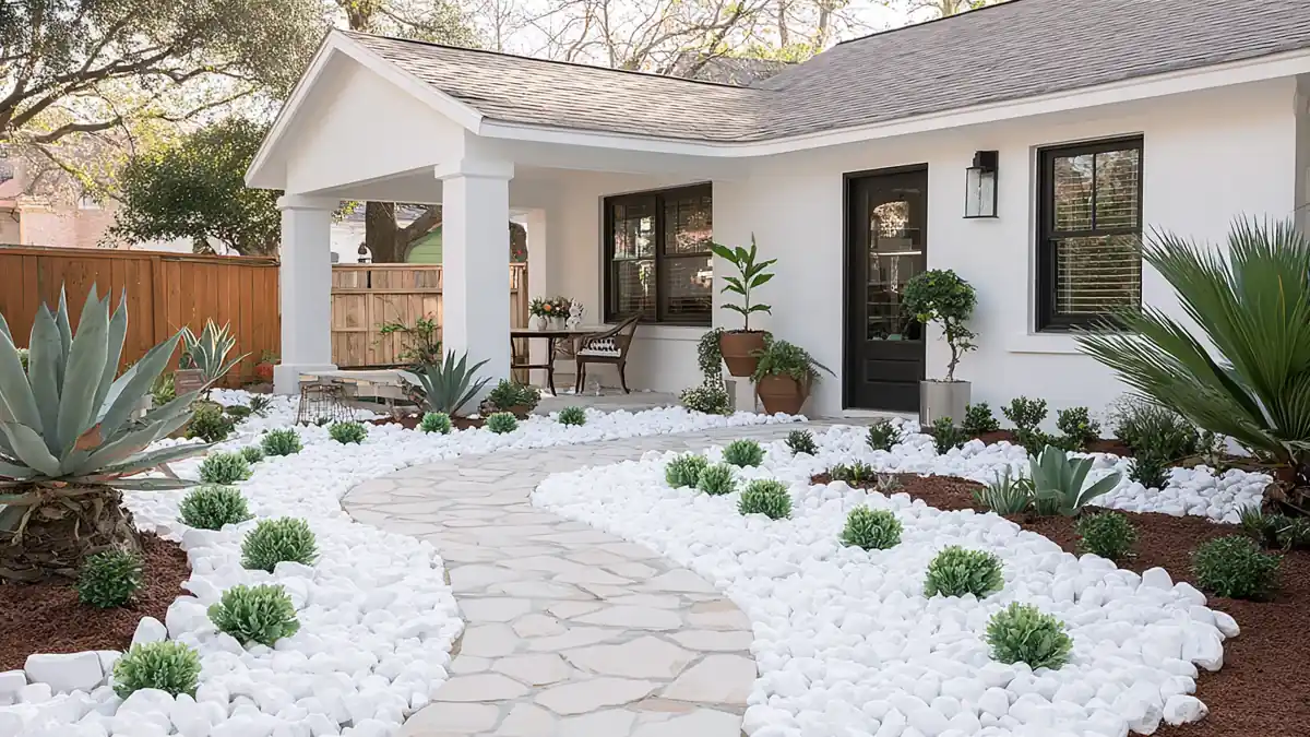 30 Brilliant White Stone Landscaping Ideas for Yards