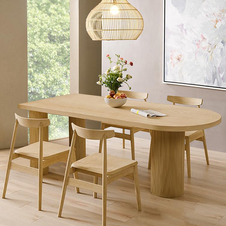55' Farmhouse Dining Table 6 Seater Pine Wood Table Pedestal Base-Wehomz – WEHOMZ