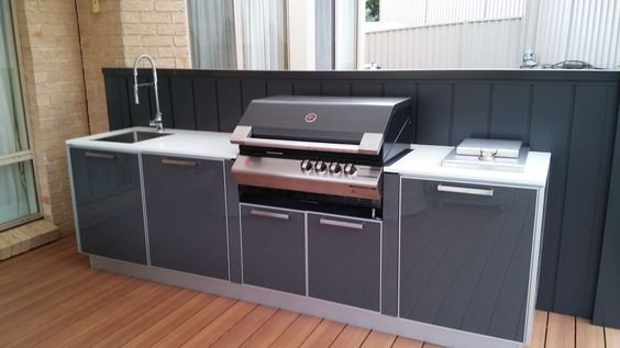 8ft Colored Stainless Steel Modular Outdoor Kitchen with Built in gril – Sunzout Outdoor Spaces LLC