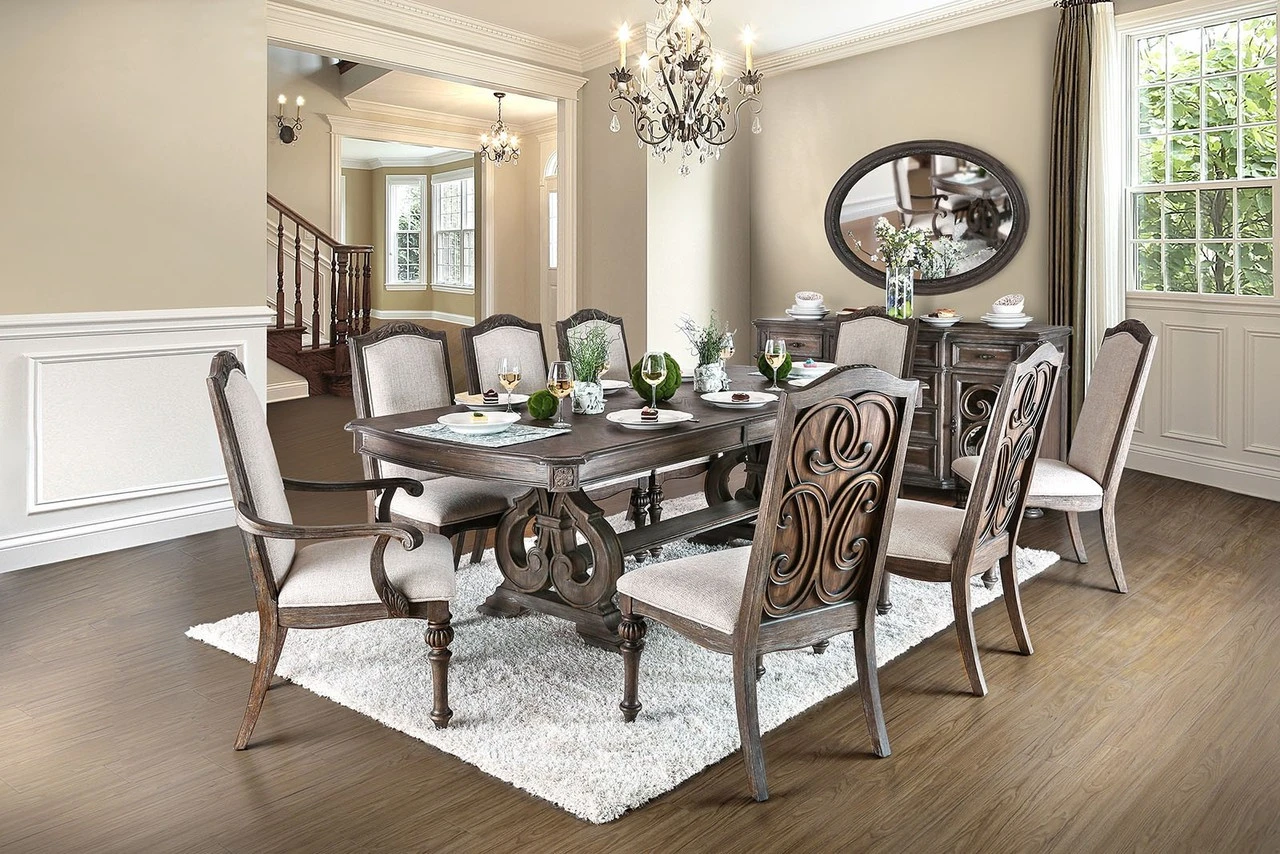 96' Extendable Dining Table Set for 6–8 Rustic Natural | Farmhouse