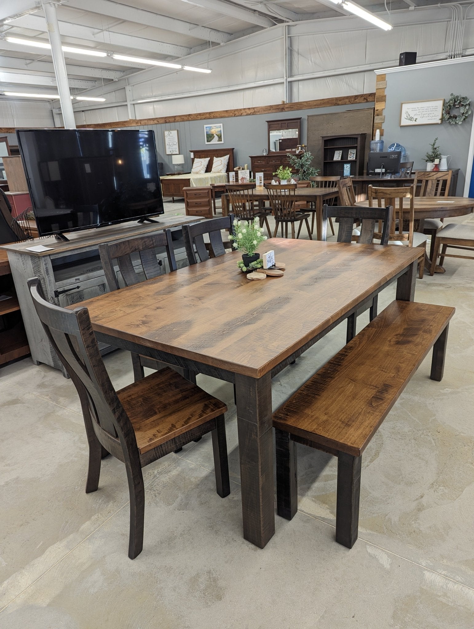 Amish Prairie Reclaimed Wood Farm Dining Table