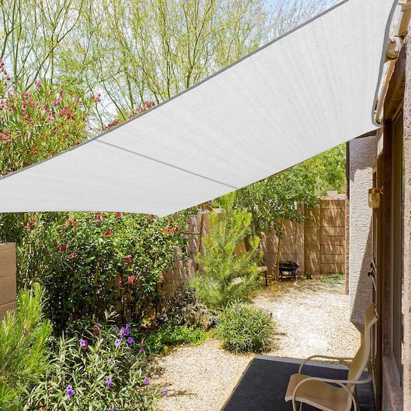 ARTPUCH Sun Shade Sail – 16' X 26' X 26' Triangle Light Grey, 185 GSM HDPE Breathable Fabric, 95% UV Block, Curved Edge For Stable Tension