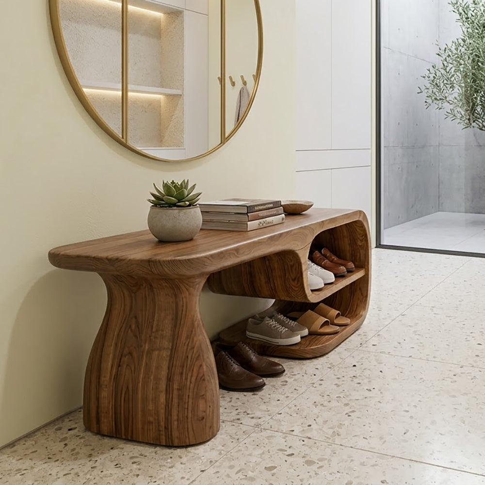 Asymmetric Sculptural Shoe Bench - Entryway Storage | Ashdeco