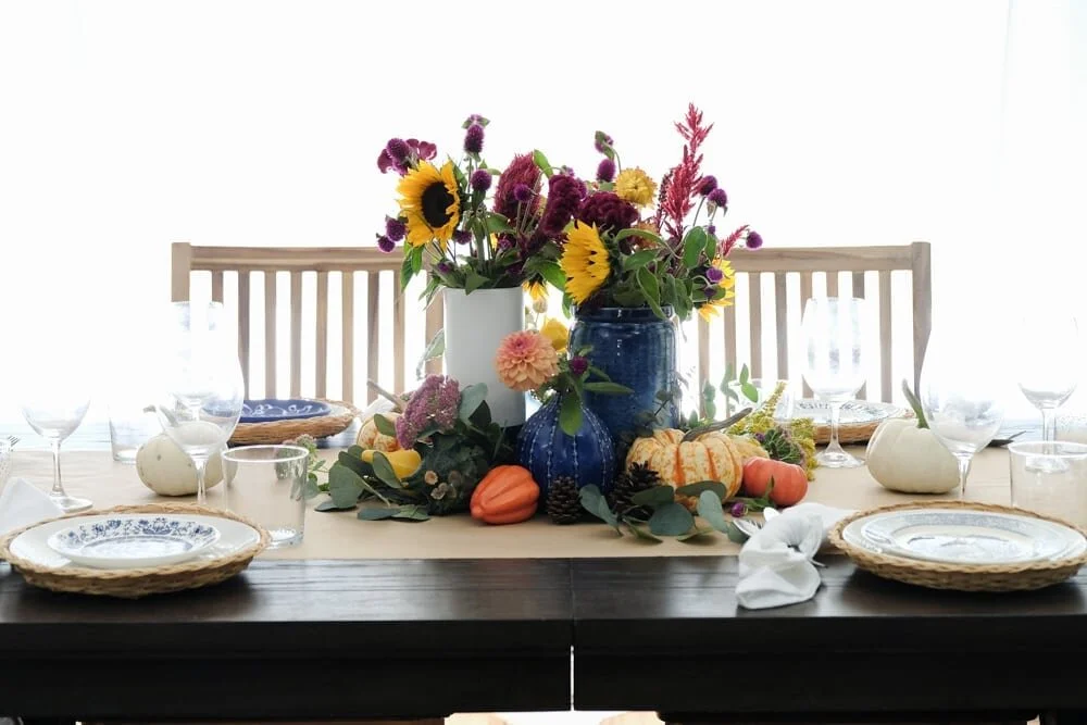 Blue and White Thanksgiving Table — The Learner Observer