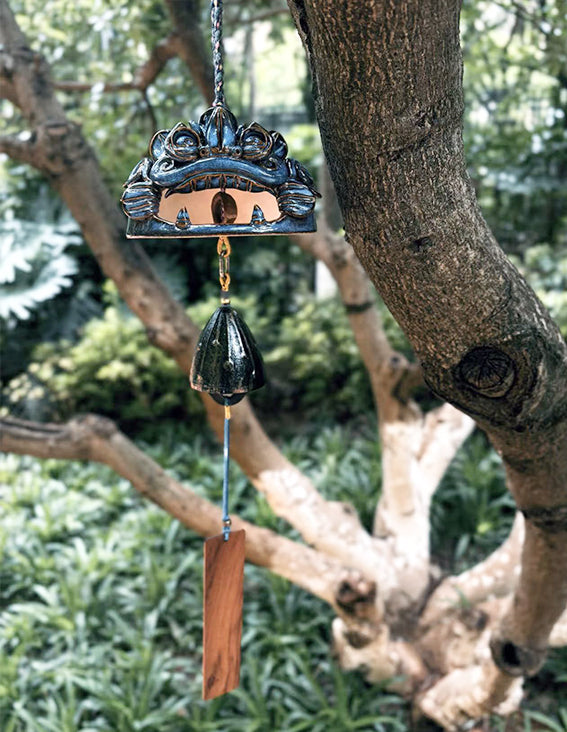 Ceramic-Cat-Wind Chime-WaMao-Azure
