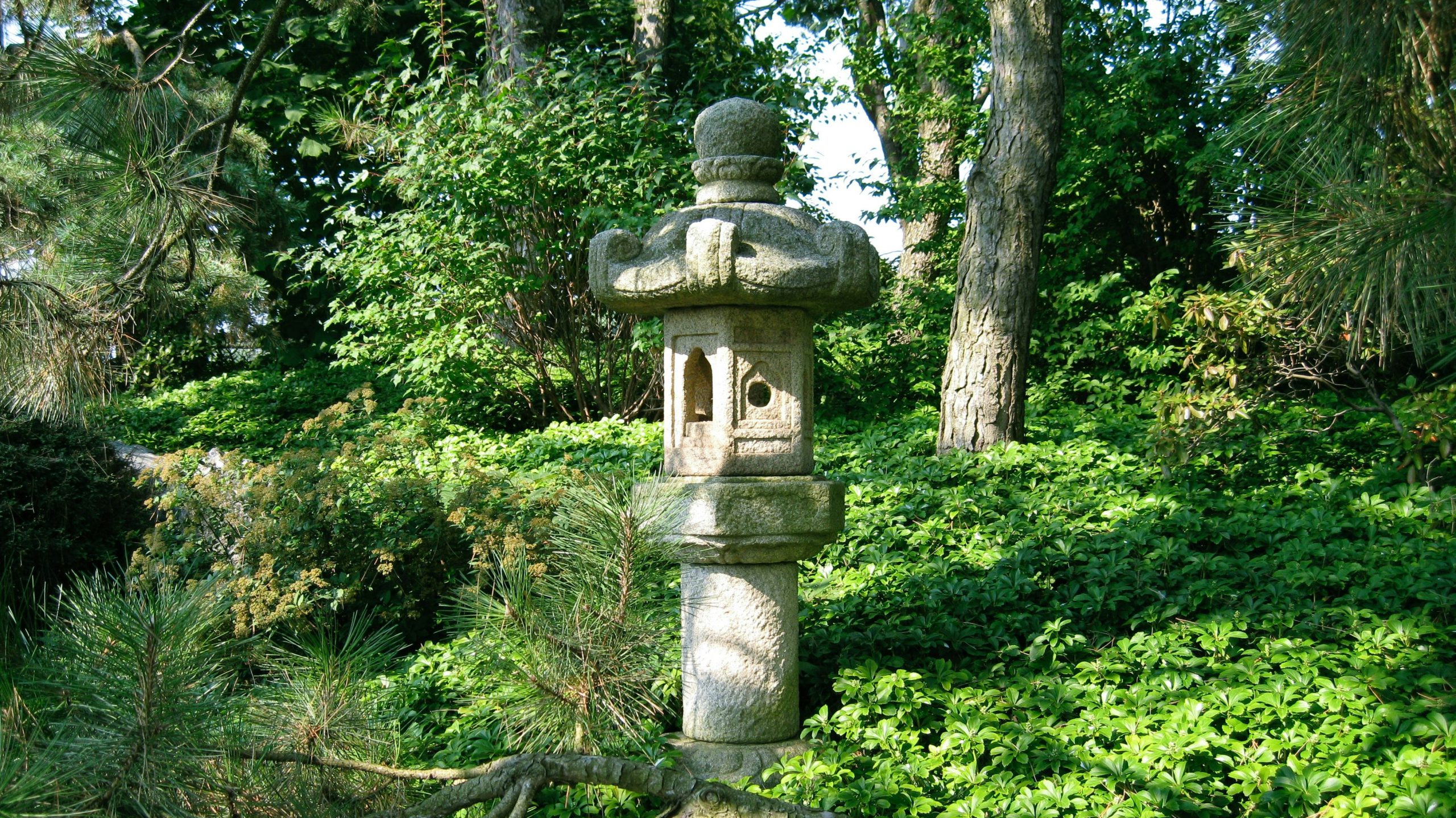 Concrete lantern in Japanese garden