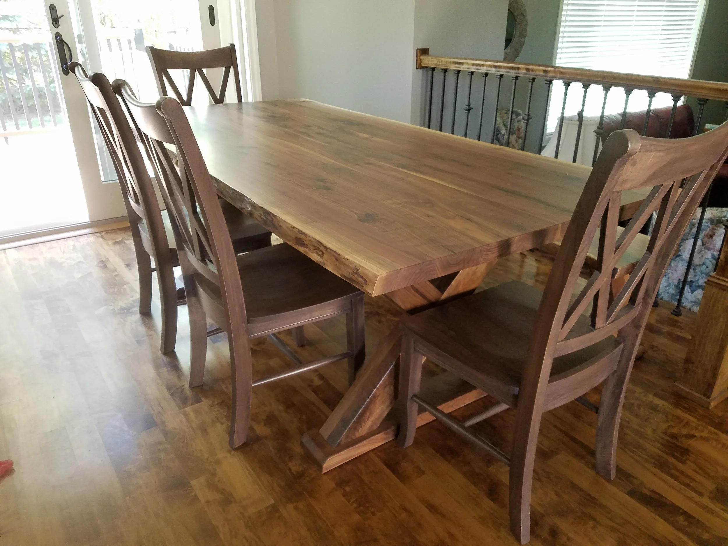 Country X Live Edge Walnut | Minnesota Farmhouse Custom Dining Tables and Furniture