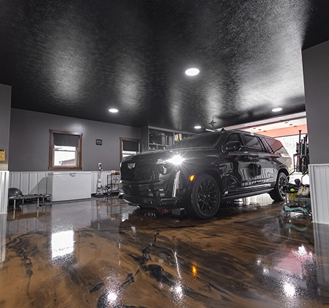 Custom Garage Metallic Epoxy Floor, Dundee OH | Superior Floor Coatings LLC