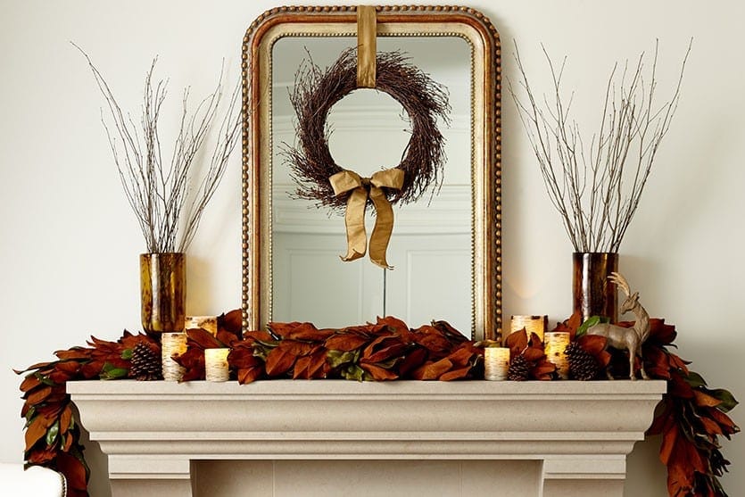 Decorating a mantel for Fall and Christmas