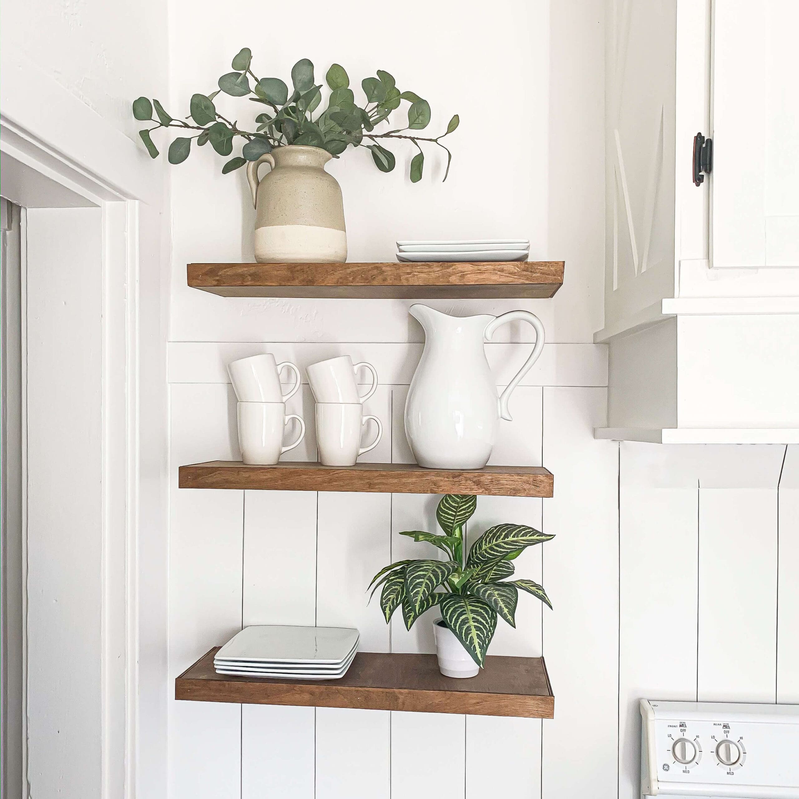 DIY Floating Shelves for the Kitchen (No Brackets!) | Crystel Montenegro Home
