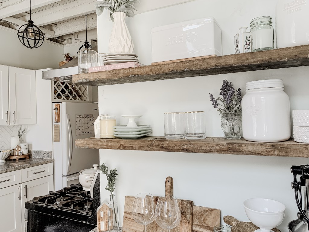DIY Kitchen Floating Shelves + Functional Styling – Meg Leonard | Design & Lifestyle Co.