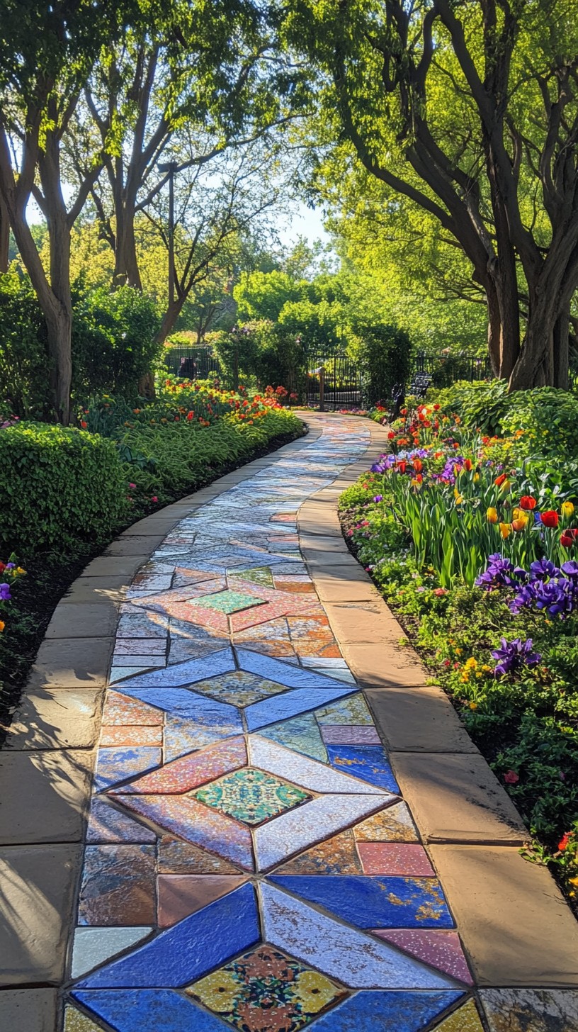 Download Mosaic Garden Path Image - Garden, Mosaic, Pathway | StockCake