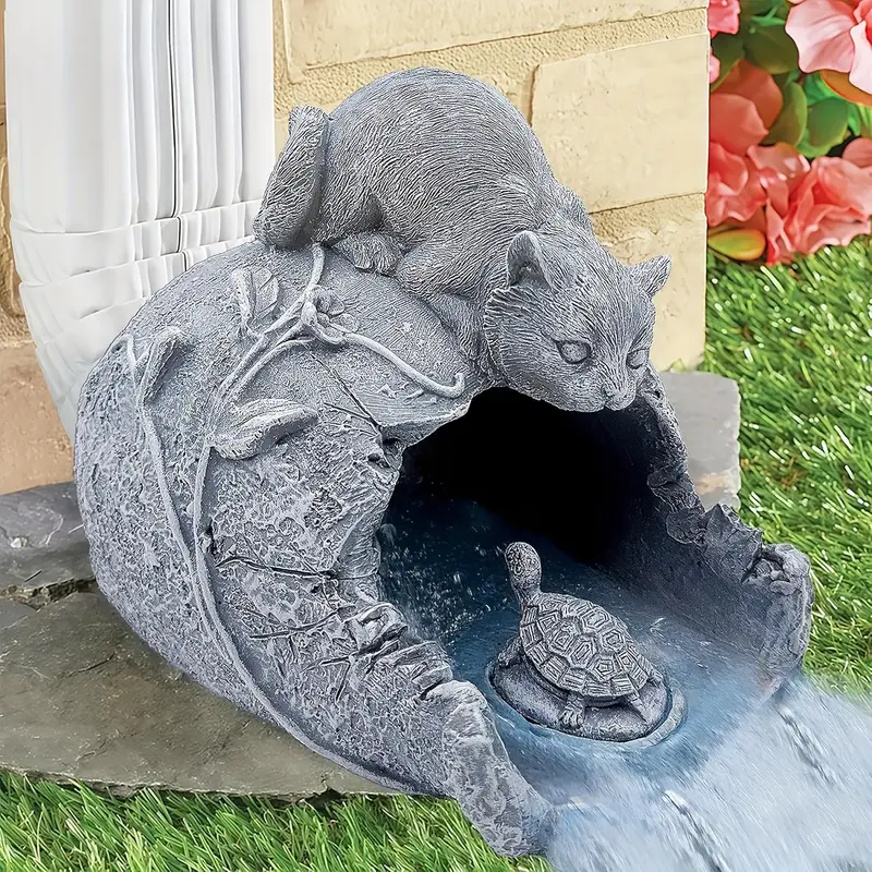 Downspout Sculpture Real Cat Sculpture Gutter Downspout Extender, Resin Garden Animal Statue, Decorative Gutter Extension Downspout,