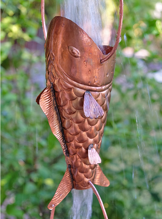 Fancy Koi Fish Water Garden Copper Rain Chains
