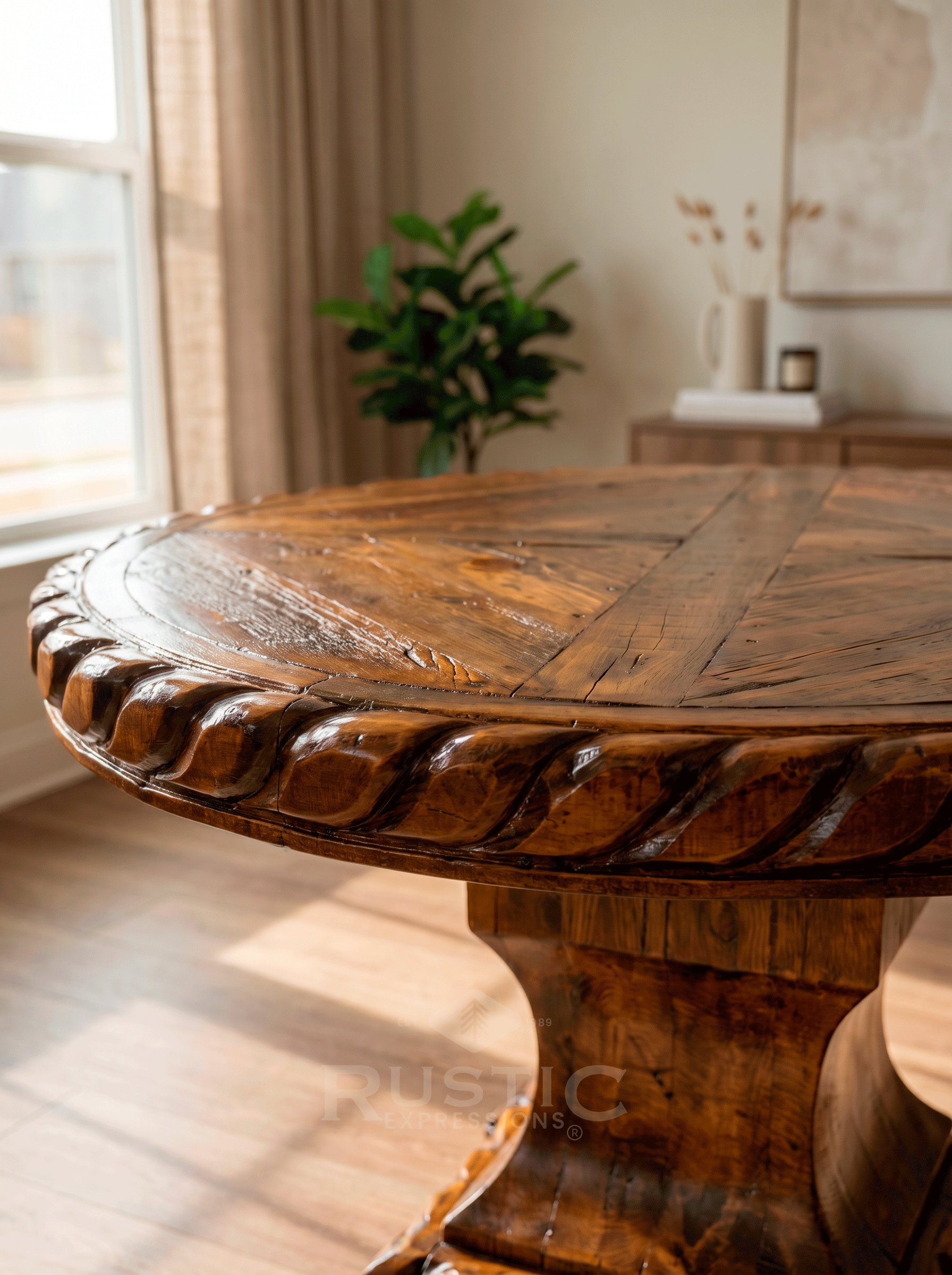 Farmhouse Dining Table Set with Chairs Solid Wood Dining Room Set Table 72'' + 8 Chairs Hacienda Rope