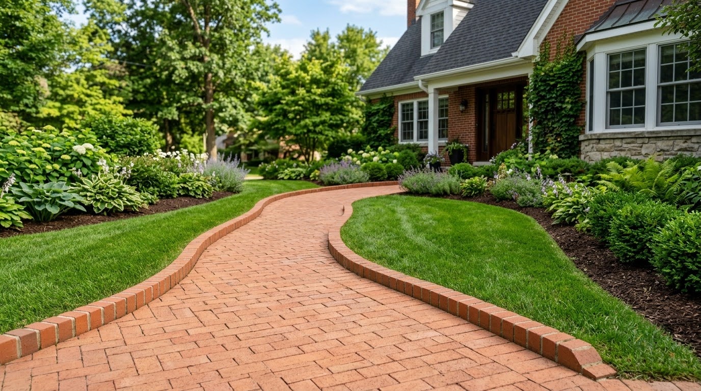 Flipped Brick Paver Borders for Modern Landscapes