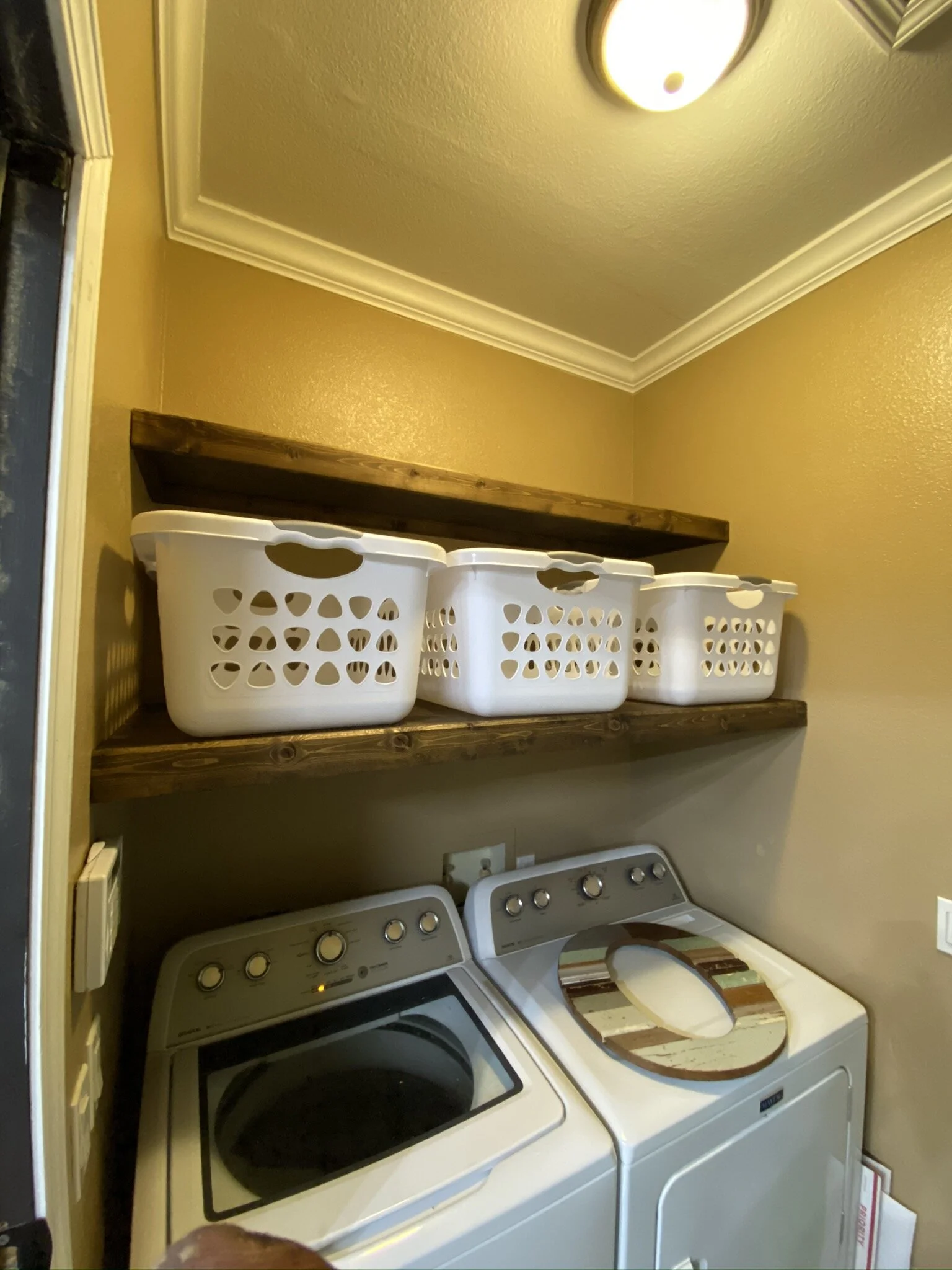 Floating Shelf Over Laundry Shelf DIY Plywood Floating Shelves For The Laundry Room — 731 Woodworks