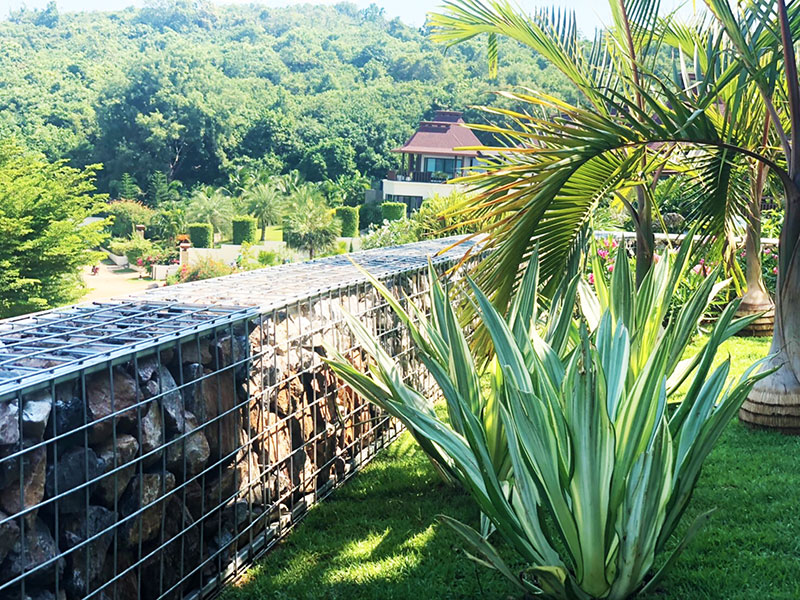 Gabion Rock Wall for a Steep Sloped Garden in Hua Hin - Thai Garden Design