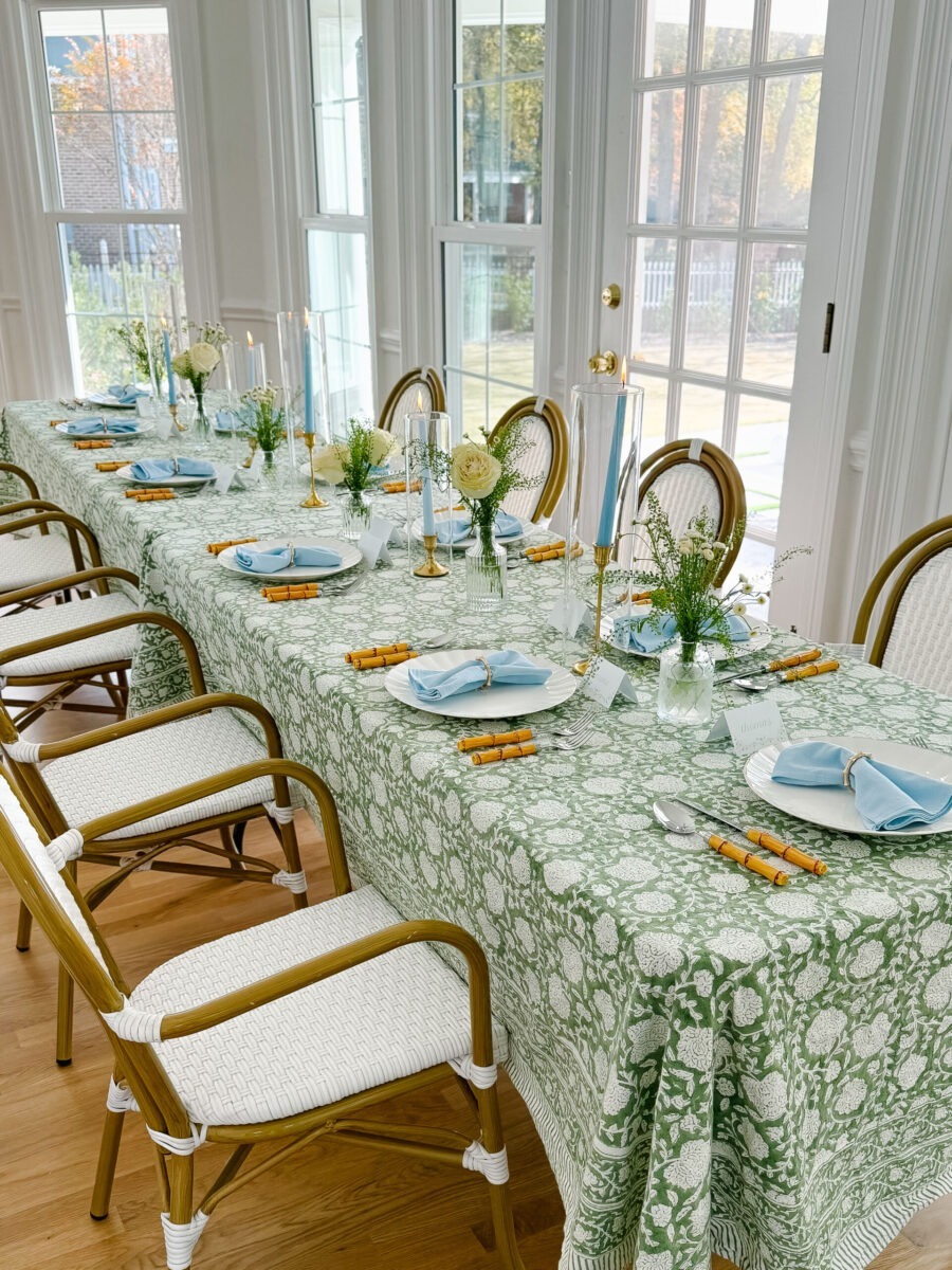 Green & Blue Thanksgiving Tablescape