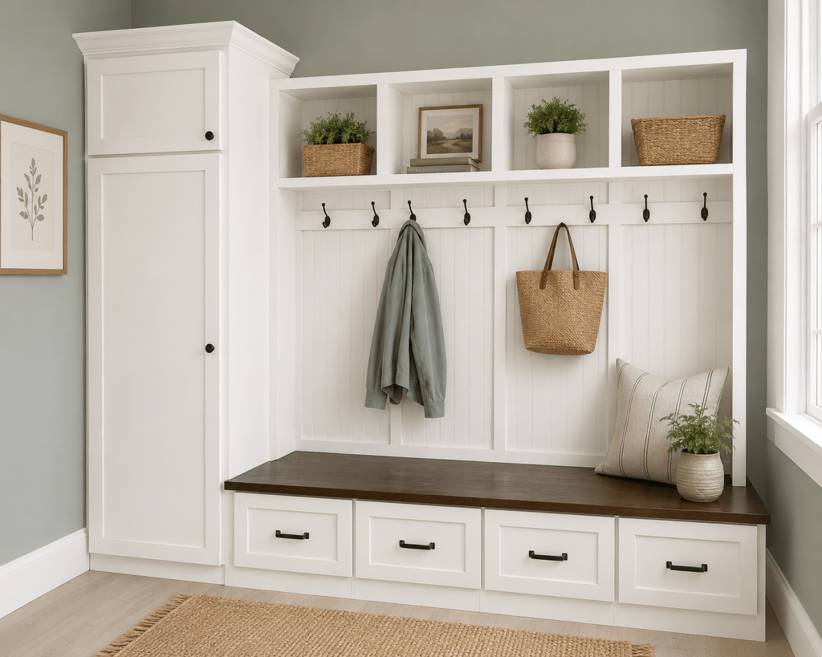 Holbrook 4-Section Mudroom Locker with Bench, Cubbies & Coat Hooks