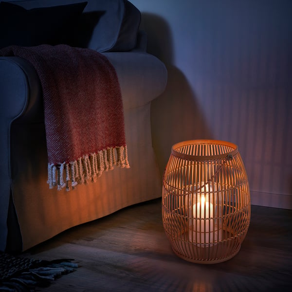 IKEA HÖVISK lantern for block candle, handmade bamboo, 14