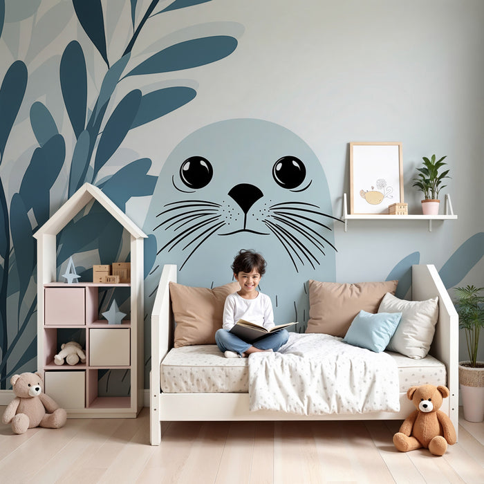 Kids room wallpaper | Adorable seal and aquatic foliage — Kids Wall
