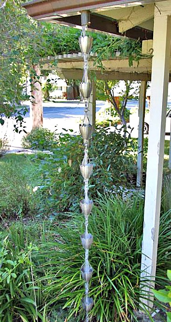 Kumo Japanese Cloud Rain Chain Yard Art Creations & Gutter Rain Cups