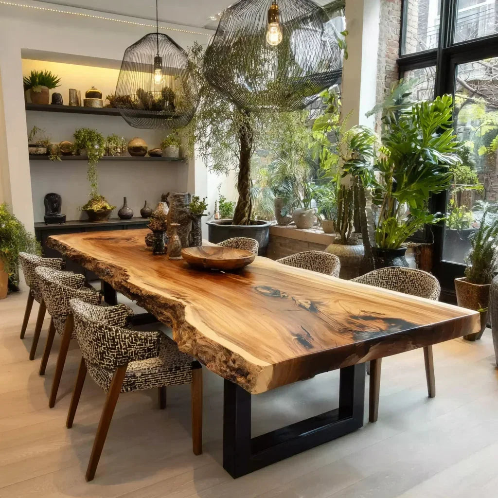 Live Edge Dining Table – Handmade Solid Wood Rustic Farmhouse Kitchen Table