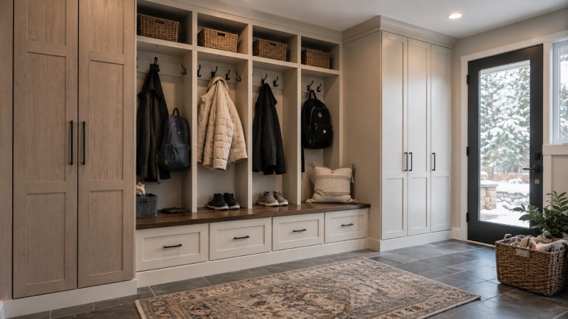 Mudroom Storage Cabinets for Organized Entryway in Medina