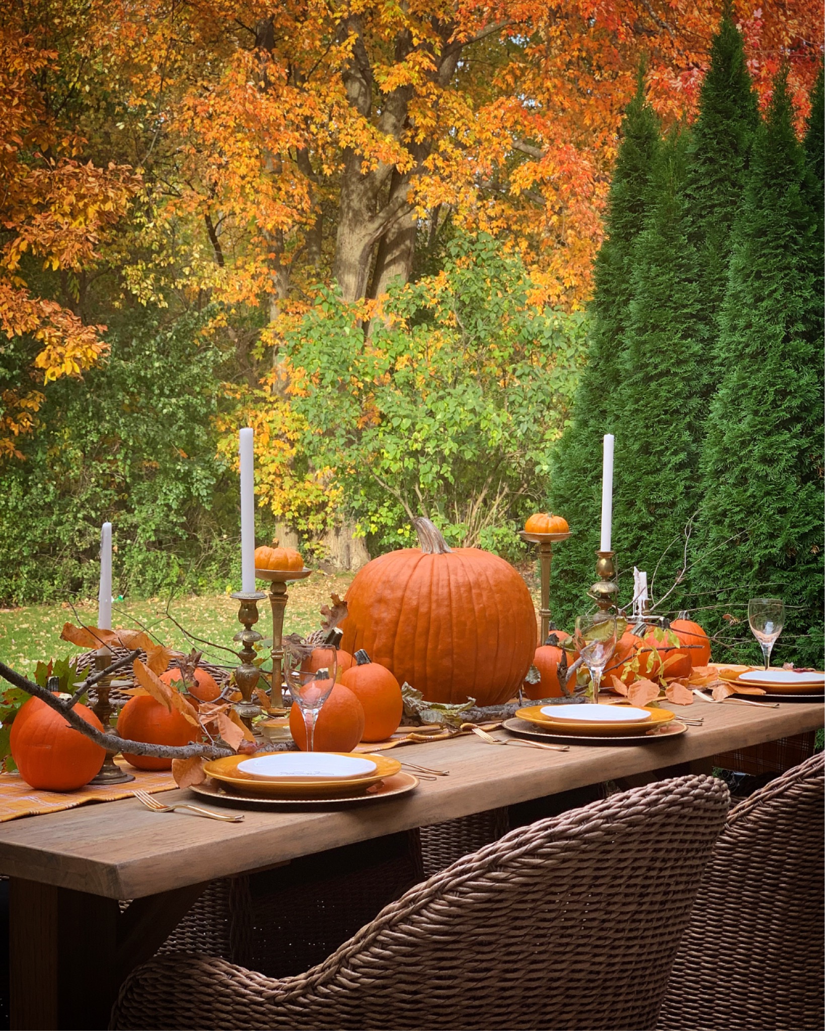 Outdoor Thanksgiving Table Scape - Haneen's Haven