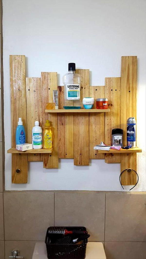 Pallet Bathroom Shelf for Toiletries - 101 Pallets