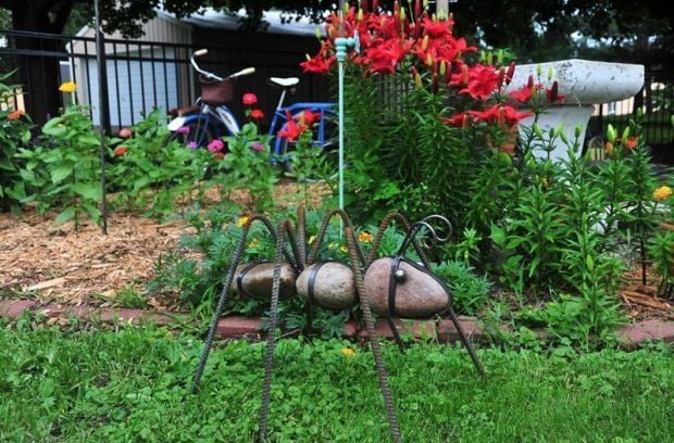Repurposed metal art can add uniqueness to any yard