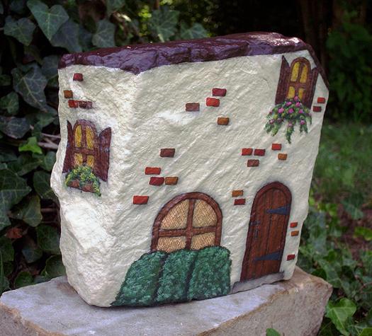 Rock Painting Ideas, Little Houses for Miniature Garden Design