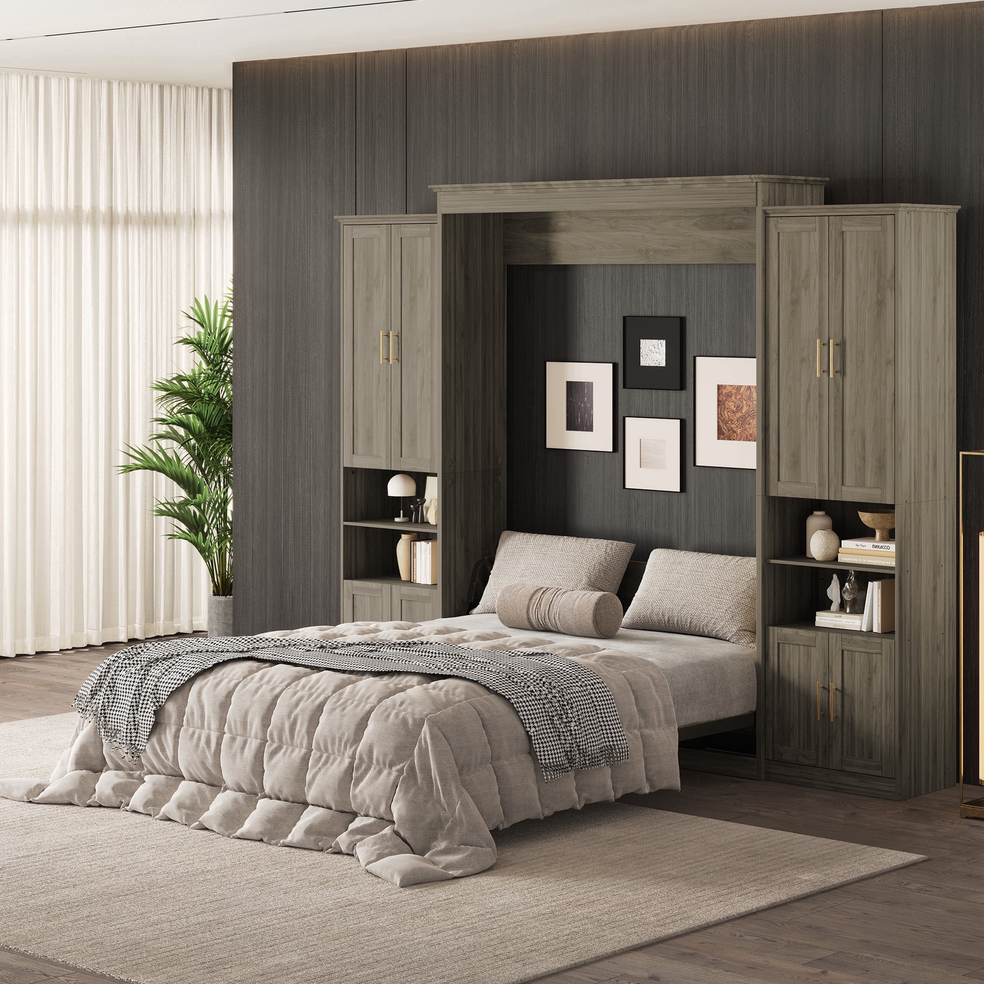 Rophefx Queen Murphy Bed, with Storage Shelves, Wall Italy | Ubuy