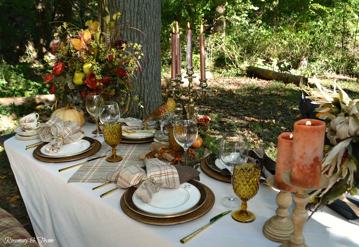 Rosemary & Thyme: Elegant Fall Table Setting In The Woods