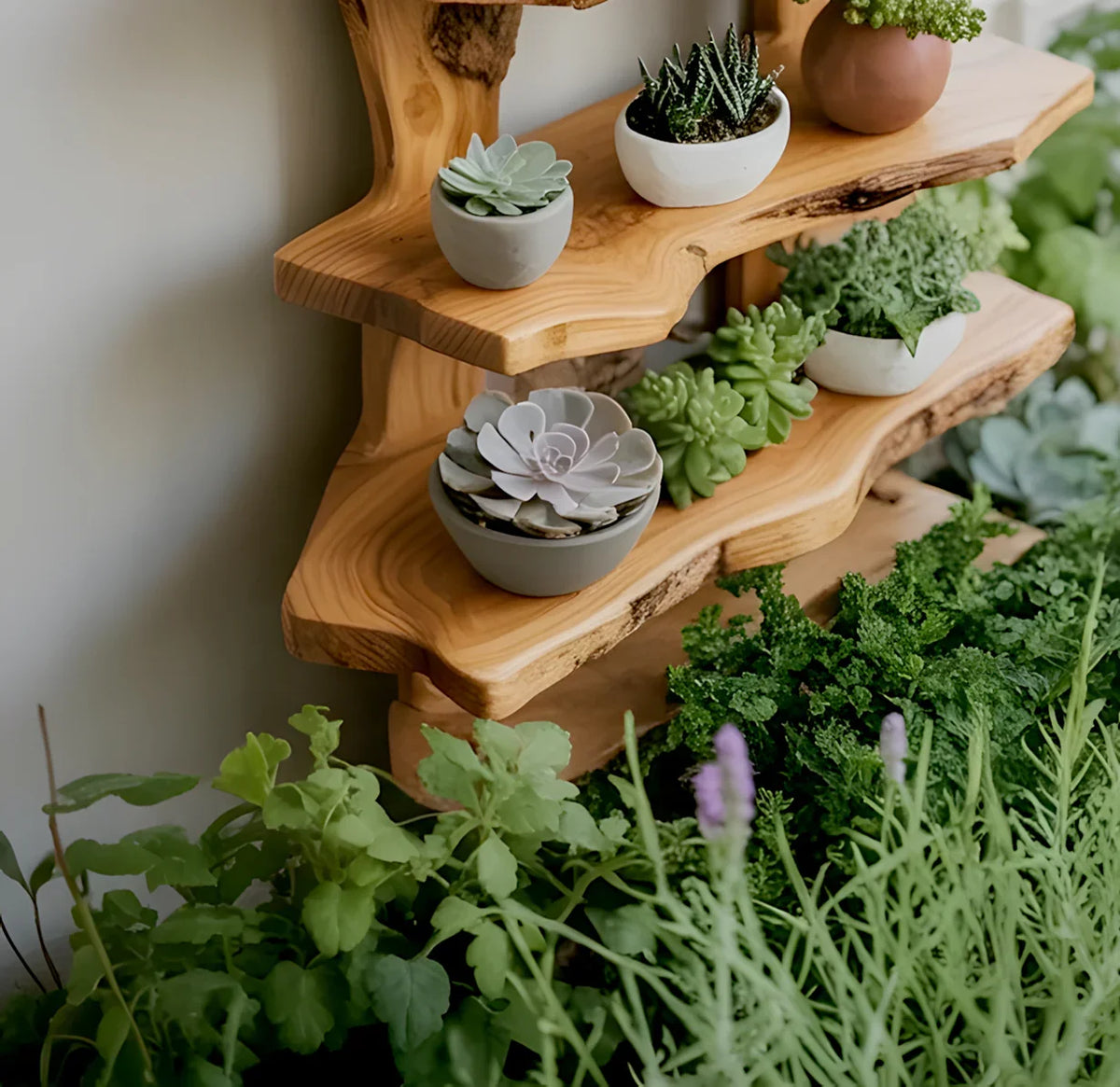 Rustic Garden Shelf Multi Tier Plant Stand For Succulents And Flowers In Outdoor Spaces - 20'W x 31'H x 12'D