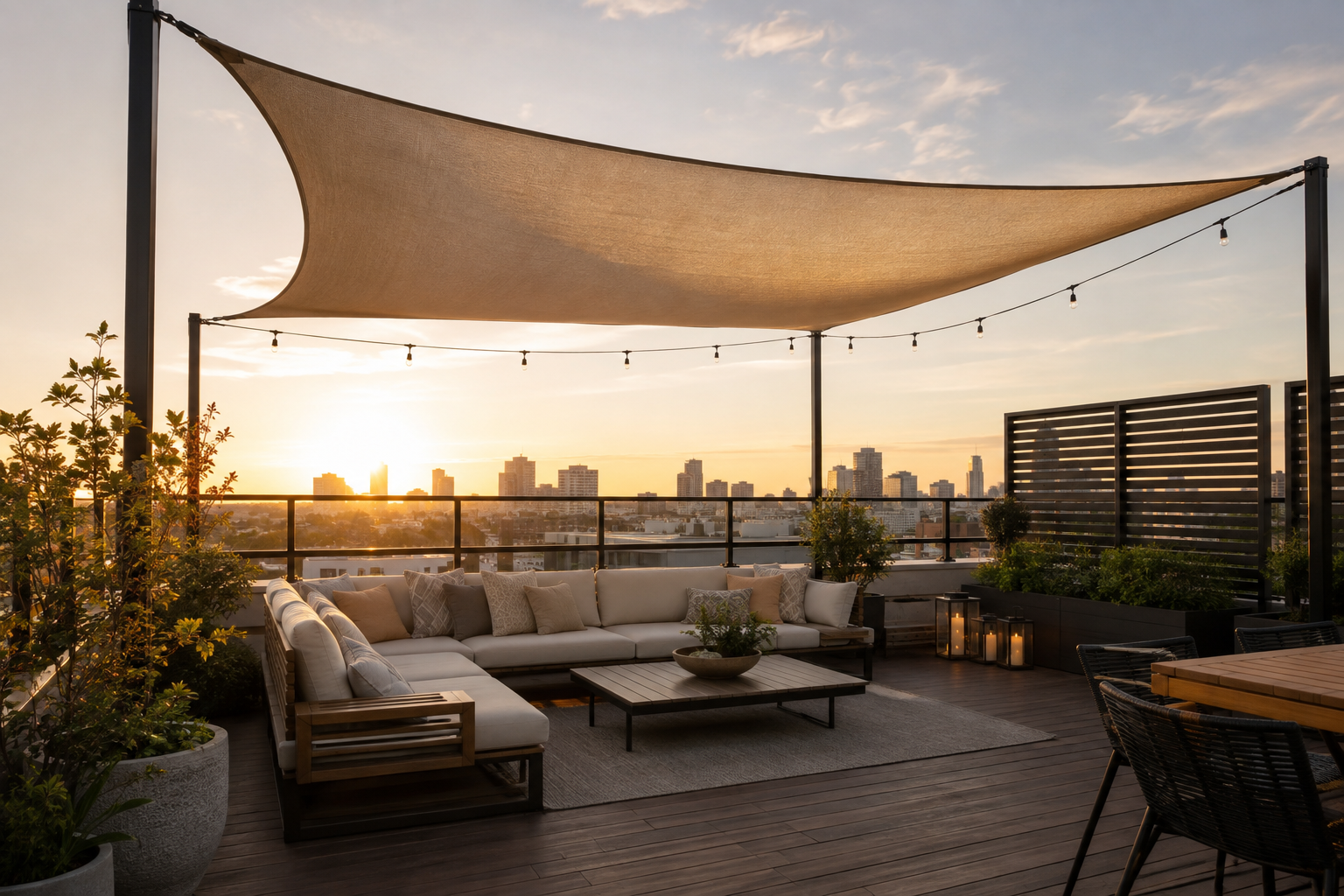 Shade Sail for Rooftop Patios: Wind, Sun & Privacy Ideas