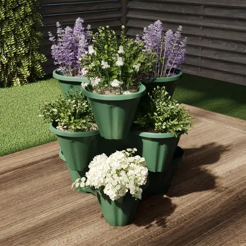 stackable planter] 5/6/7 tier stack-able planter | 1 kit, 2 kits for strawberries, flowers, herbs, vegetables | vertical of vegetables and succulents | Shop Now For Limited-time Deals | Temu