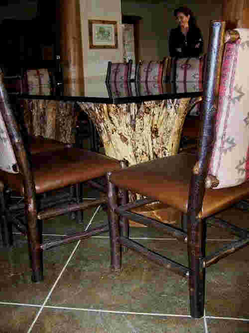Stump tables with glass tops