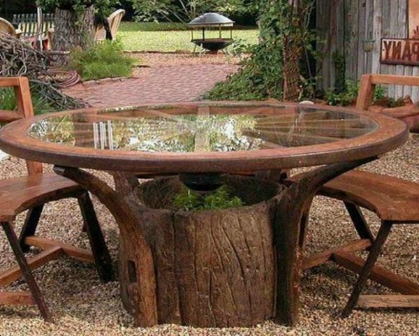 Trader Tree Stump Outdoor Furniture & Natural Burned Retailers Side Table Rustic Garden Decor