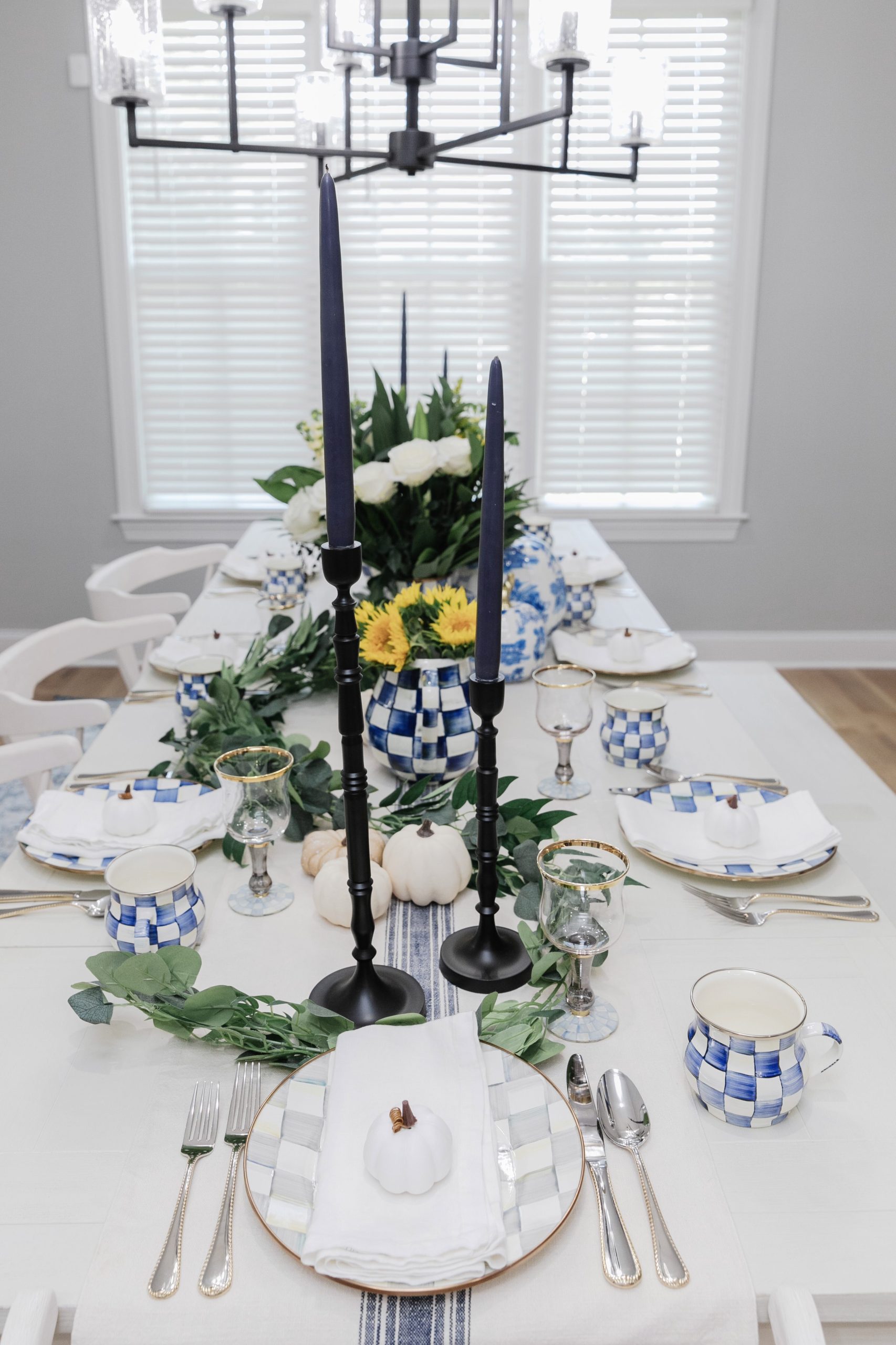 Traditional Blue & White Fall Dining Room Tablescape - Walking in Memphis in High Heels